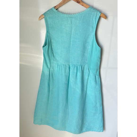 Terzo Millenio Dress Blue Linen Blend Cottagecore Coastal Travel Boho Medium‎ - Picture 10 of 14